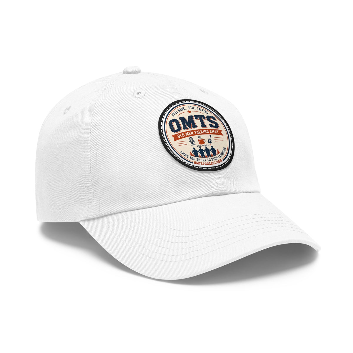 White — OMTS Leather Patch Dad Hat