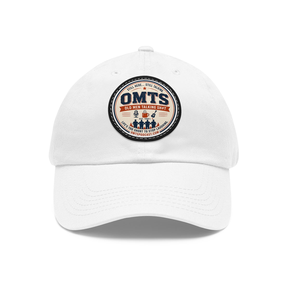 White — OMTS Leather Patch Dad Hat